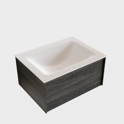 Badkamermeubel BWS Madrid Antraciet 60x45x30 cm Mat Witte Solid Surface Wastafel (0 kraangaten)