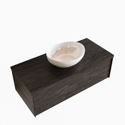 Badkamermeubel BWS Madrid Dark Brown 100 cm met Topblad en Keramische Waskom (1 kraangat)