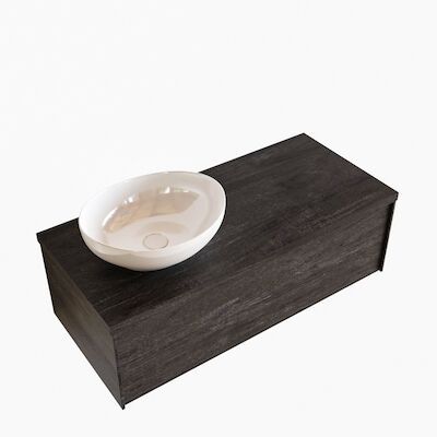Badkamermeubel BWS Madrid Dark Brown 100 cm met Topblad en Keramische Waskom Links (1 kraangat)