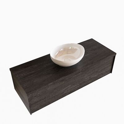 Badkamermeubel BWS Madrid Dark Brown 120 cm met Topblad en Keramische Waskom (1 kraangat)