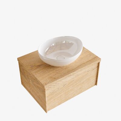 Badkamermeubel BWS Madrid Washed Oak 60 cm met Topblad en Keramische Waskom (1 kraangat)