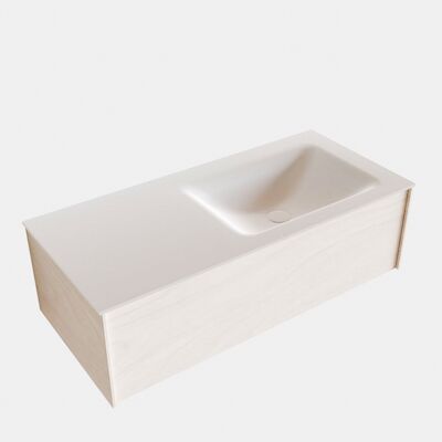 Badkamermeubel BWS Madrid Wit 100x45x30 cm Mat Witte Solid Surface Wastafel Rechts (1 kraangat)