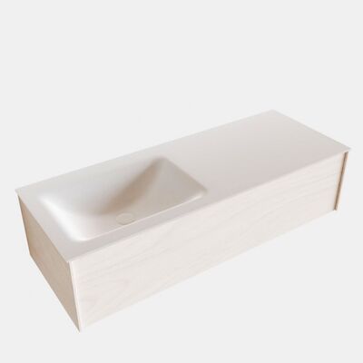 Badkamermeubel BWS Madrid Wit 120x45x30 cm Mat Witte Solid Surface Wastafel Links (1 kraangat)
