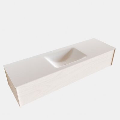 Badkamermeubel BWS Madrid Wit 150x45x30 cm Mat Witte Solid Surface Wastafel (0 kraangaten)