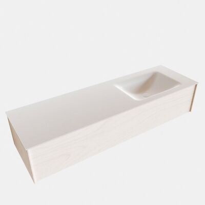 Badkamermeubel BWS Madrid Wit 150x45x30 cm Mat Witte Solid Surface Wastafel Rechts (1 kraangat)