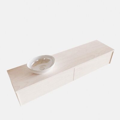 Badkamermeubel BWS Madrid Wit 180 cm met Topblad en Keramische Waskom Links (2 lades, 1 kraangat)