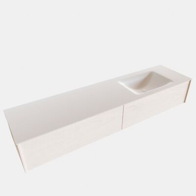 Badkamermeubel BWS Madrid Wit 180x45x30 cm Mat Witte Solid Surface Wastafel Rechts (2 lades, 0 kraangaten)
