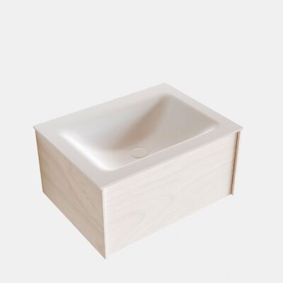 Badkamermeubel BWS Madrid Wit 60x45x30 cm Mat Witte Solid Surface Wastafel (0 kraangaten)