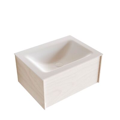 Badkamermeubel BWS Madrid Wit 60x45x30 cm Mat Witte Solid Surface Wastafel (1 kraangat)