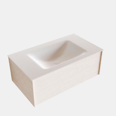 Badkamermeubel BWS Madrid Wit 80x45x30 cm Mat Witte Solid Surface Wastafel (0 kraangaten)