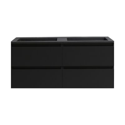 Badkamermeubel BWS Pepper Acryl Wastafel Mat Zwart Met 2 Kraangaten 120x55x46 cm Mat Zwart
