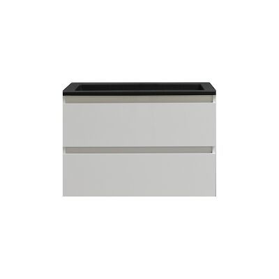 Badkamermeubel BWS Pepper Acryl Wastafel Mat Zwart Met Kraangat 80x55x46 cm Wit