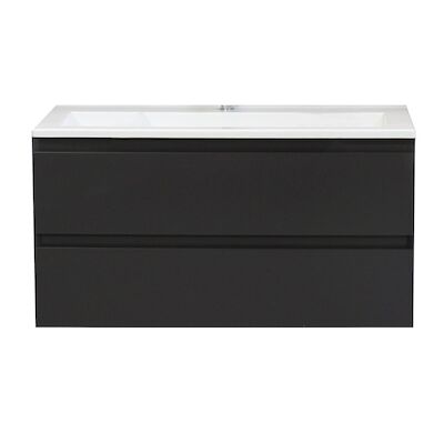 Badkamermeubel BWS Pepper Acryl Wastafel Met Kraangat 100x55x46 cm Antraciet