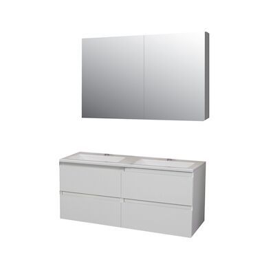 Badkamermeubel BWS Pepper Wastafel Acryl Incl Spiegelkast 2 Deurs Met 2 Krgtn 120x55x46 cm Wit