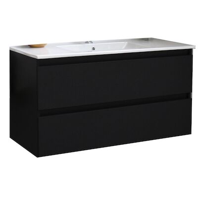 Badkamermeubel BWS Pepper Wastafel Porselein Met Kraangat 100x55x46 cm Mat Zwart