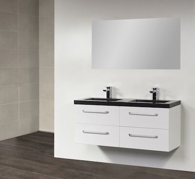 Badkamermeubel Exclusive CoreStone 120 cm (4 lades, 2 uitsparing) Wit