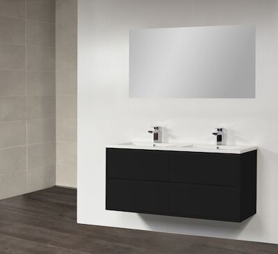Badkamermeubel New Future 120 cm (4 lades, 2 uitsparingen) Zwart