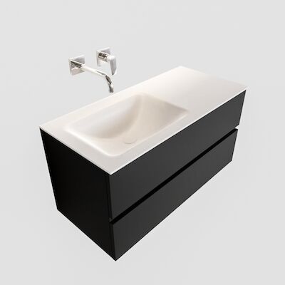 Badkamermeubel Solid Surface BWS Oslo 100×45 cm Mat Zwart Urban Links (0 kraangaten)