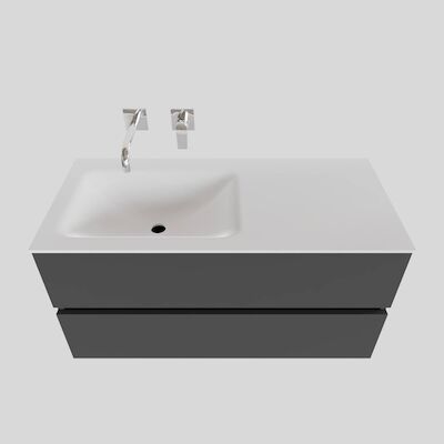 Badkamermeubel Solid Surface BWS Oslo 100×46 cm Links Mat Antraciet (zonder kraangaten)