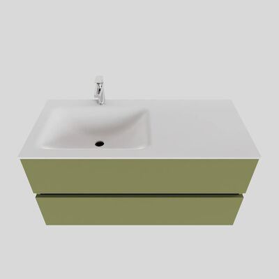 Badkamermeubel Solid Surface BWS Oslo 100×46 cm Links Mat Groen (met 1 kraangat)
