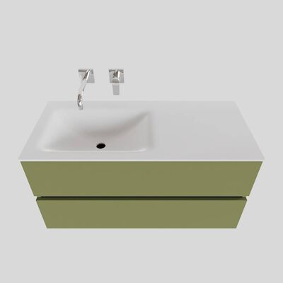 Badkamermeubel Solid Surface BWS Oslo 100×46 cm Links Mat Groen (zonder kraangaten)