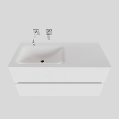 Badkamermeubel Solid Surface BWS Oslo 100×46 cm Links Mat Wit (zonder kraangaten)