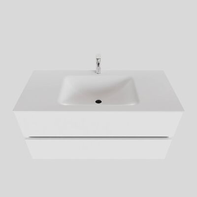 Badkamermeubel Solid Surface BWS Oslo 100×46 cm Midden Mat Wit (met 1 kraangat)