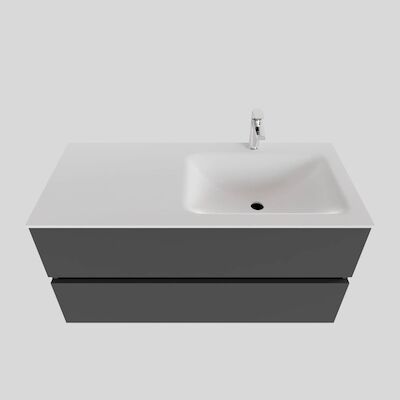 Badkamermeubel Solid Surface BWS Oslo 100×46 cm Rechts Mat Antraciet (met 1 kraangat)