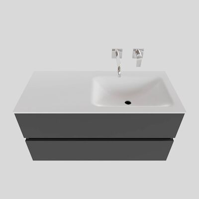 Badkamermeubel Solid Surface BWS Oslo 100×46 cm Rechts Mat Antraciet (zonder kraangaten)