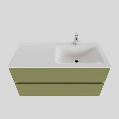 Badkamermeubel Solid Surface BWS Oslo 100×46 cm Rechts Mat Groen (met 1 kraangat)