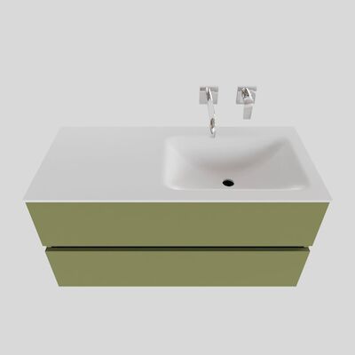Badkamermeubel Solid Surface BWS Oslo 100×46 cm Rechts Mat Groen (zonder kraangaten)