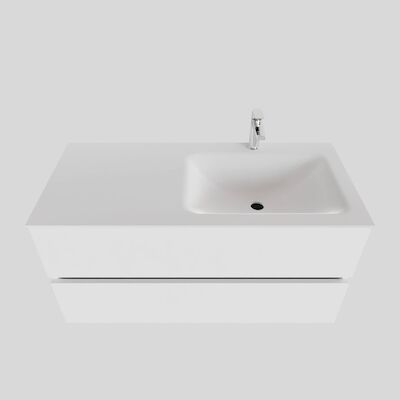 Badkamermeubel Solid Surface BWS Oslo 100×46 cm Rechts Mat Wit (met 1 kraangat)