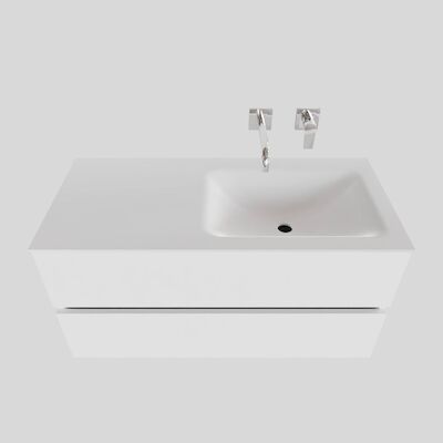 Badkamermeubel Solid Surface BWS Oslo 100×46 cm Rechts Mat Wit (zonder kraangaten)