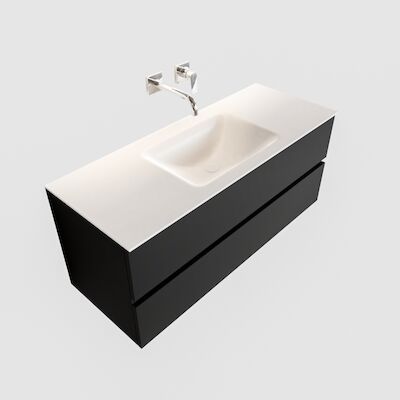 Badkamermeubel Solid Surface BWS Oslo 120×45 cm Mat Zwart Urban Midden (0 kraangaten)