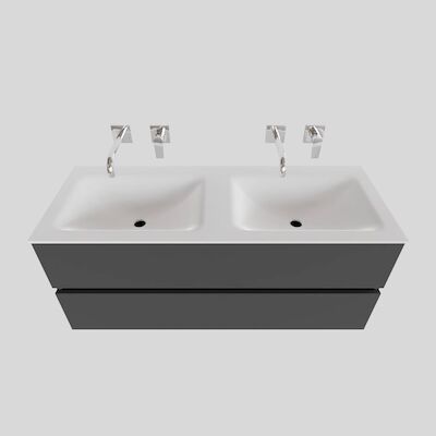 Badkamermeubel Solid Surface BWS Oslo 120×46 cm Dubbel Mat Antraciet (0 kraangaten)
