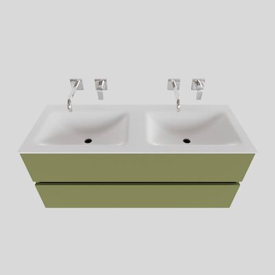 Badkamermeubel Solid Surface BWS Oslo 120×46 cm Dubbel Mat Groen (0 kraangaten)