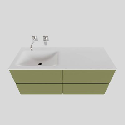 Badkamermeubel Solid Surface BWS Oslo 120×46 cm Links Mat Groen 4 Laden (0 kraangaten)