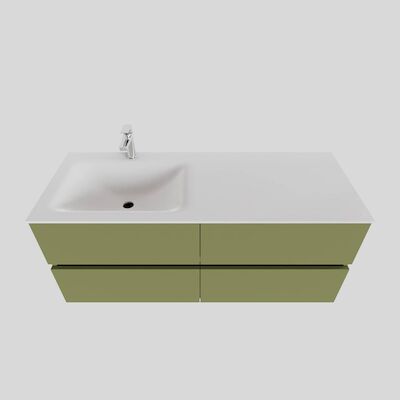 Badkamermeubel Solid Surface BWS Oslo 120×46 cm Links Mat Groen 4 Laden (met 1 kraangat)