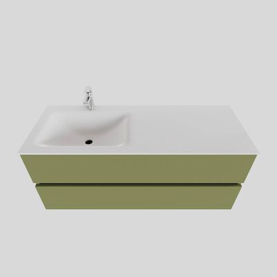 Badkamermeubel Solid Surface BWS Oslo 120×46 cm Links Mat Groen (met 1 kraangat)