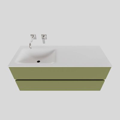 Badkamermeubel Solid Surface BWS Oslo 120×46 cm Links Mat Groen (zonder kraangaten)