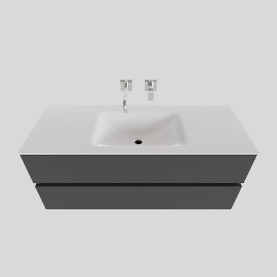 Badkamermeubel Solid Surface BWS Oslo 120×46 cm Midden Mat Antraciet (0 kraangaten)