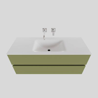 Badkamermeubel Solid Surface BWS Oslo 120×46 cm Midden Mat Groen (zonder kraangaten)