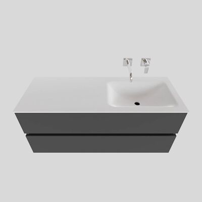 Badkamermeubel Solid Surface BWS Oslo 120×46 cm Rechts Mat Antraciet (0 kraangaten)