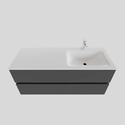 Badkamermeubel Solid Surface BWS Oslo 120×46 cm Rechts Mat Antraciet (met 1 kraangat)