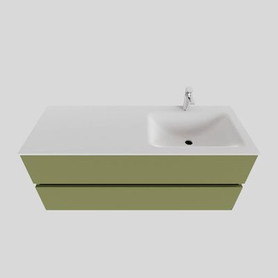 Badkamermeubel Solid Surface BWS Oslo 120×46 cm Rechts Mat Groen (met 1 kraangat)