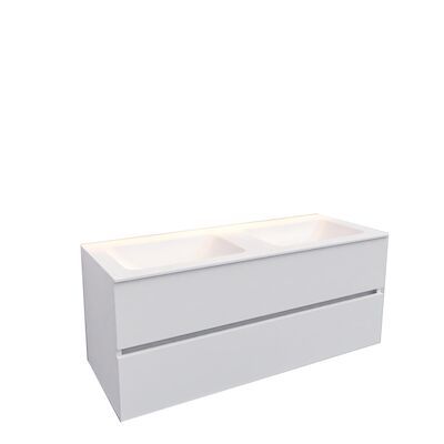 Badkamermeubel Solid Surface BWS Oslo 120×46 cm Rechts Mat Wit 4 Laden (met 1 kraangat)