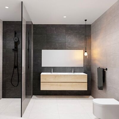 Badkamermeubel Solid Surface BWS Oslo 150×46 cm Dubbel Wood Washed Oak 4 Laden (0 kraangaten)