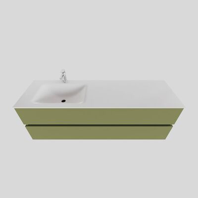 Badkamermeubel Solid Surface BWS Oslo 150×46 cm Links Mat Groen (met 1 kraangat)