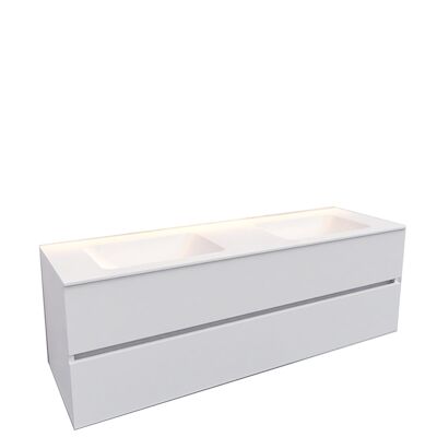 Badkamermeubel Solid Surface BWS Oslo 150×46 cm Links Mat Wit 4 Laden (0 kraangaten)