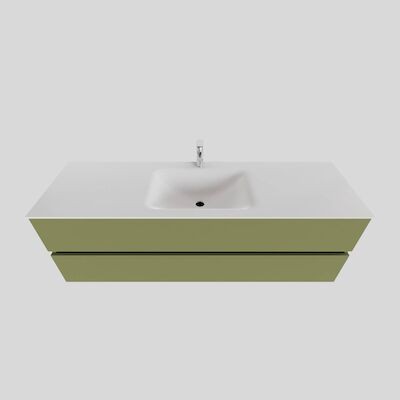 Badkamermeubel Solid Surface BWS Oslo 150×46 cm Midden Mat Groen (met 1 kraangat)